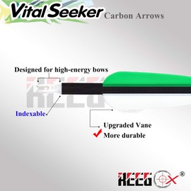 REEGOX Carbon Arrows Vital Seeker Hunting Arrows with 100 Grain Field Points Practice Target Arrows for Archery Compound Bows and Recurve Bow (12 Pack)