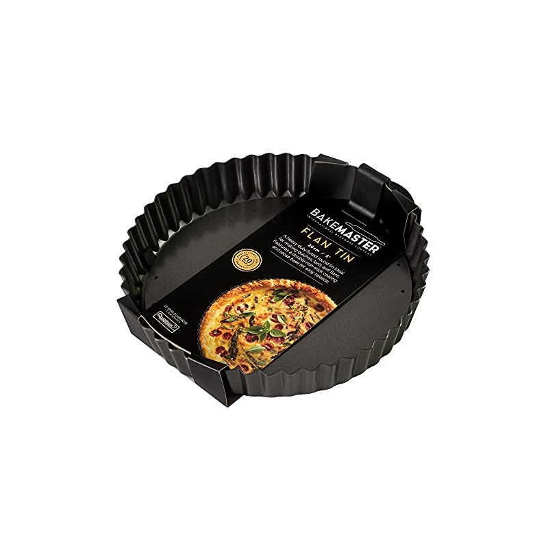 Bakemaster Non-Stick Loose Base Round Flan/Quiche Pan, Grey