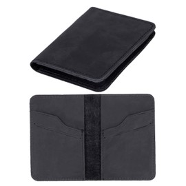 Lupinny Leather Slim Wallet, Credit Card Holder, Bifold, Minimalist, Front Pocket, Small Thin, Travel Wallet for Men and Women, Midnight Black, Minimalist