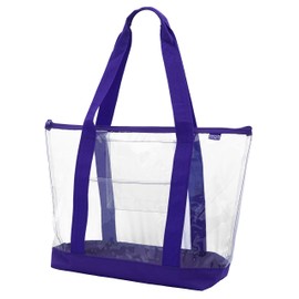 Ensign Peak Clear ZIPPER tote with color trim and bottom (Purple trim)