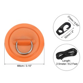 PATIKIL D-Ring Patch, 6 Pcs Stainless Steel D-Ring PVC Patch Pad No Glue Include with 8.2ft Elastic Cords and Hooks for Inflatable Boat Paddle Board Canoe Surfboard, Orange