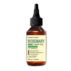 Organic Indus Rosemary Mint Hair Oil for Hair and Scalp | 100% Natural Blend of Rosemary Oil, Mint Oil, and Castor Oil for Hair Growth, Scalp Stimulation, and Nourishment | 8fl oz / 237ml Bottle