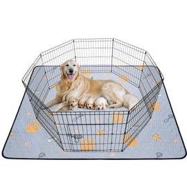 Dog Pee Pads Washable, 72"x72" Extra Large Absorbent Dog Playpen Mat Reusable Pee Pads for Indoors Dog Potty, Non-Slip Waterproof Dog Pads for Bed, Floor, Incontinence, Whelping Supplies