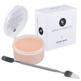 Narrative Cosmetics Cera para Modelar Cicatrices con Espátula de Doble Punta - Efectos Especiales, Maquillaje Teatral - Tarro de 71g, Color Claro