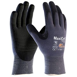 ATG 44-3445/07 MaxiCut Ultra Glove, Knitted Cuff, Coated Palm, 1.1 mm Palm Thickness, 24.5 cm Length, Black/Blue, Size 07