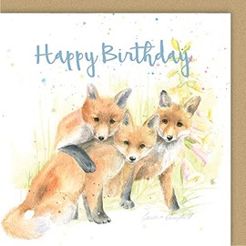 Fox Cub Trio Quality Blank Birthday Card for Her or Him