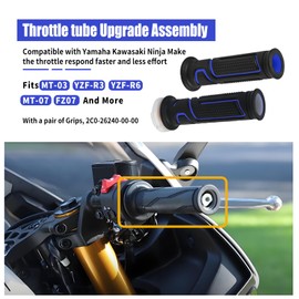 Throttle Tube Upgrade Assembly Compatible with Yamaha,Kawasaki,Ninja,Make The Throttle Respond Faster and Less Effort,Fits MT-03,YZF-R3,YZF-R6,MT-07,FZ07 and More,2C0-26240-00-00(Blue)