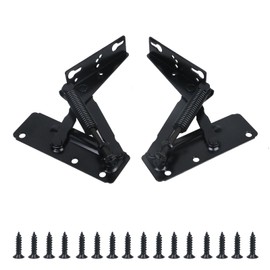 Nicerity 2Pcs 80 Degree Foldable Lifting Bracket,Heavy Duty Spring Hinges Furniture Storage Support Hinges Widely Used in Folding Sofa Bed Corner Cabinet (Black)