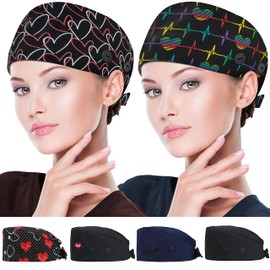 ABAMERICA Working Caps with Button and Sweatband, Adjustable Working Hats for Women Men, One Size(Tie Back or Toggle)