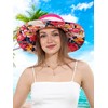 Women Floral Print Summer Sun Hat Ultra Wide Brim Wired