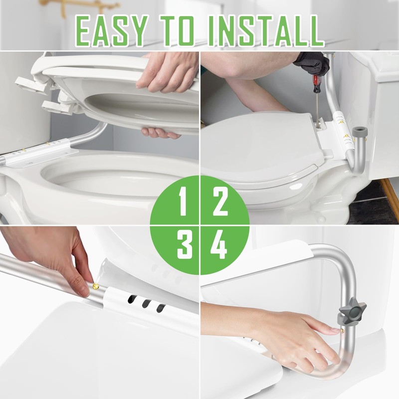 ZOLIQUEX Toilet Safety Rail for Seniors with 2 Reinforced Nuts,