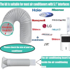 BEIDIAOK Portable Air Conditioner Window Vent Kit with Exhaust Hose 5.1 Inch Diameter, Ad