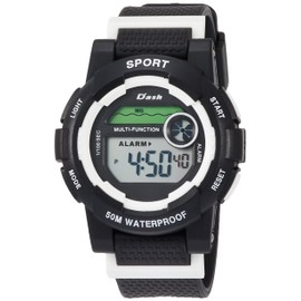 Arias ADWW17100-03 Men's Digital Dash Wristwatch, Waterproof, Multi-functional, Backlight, Urethane Strap, Black, Black, Watch Digital, Sports, Stopwatch