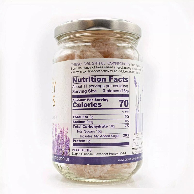 Gourmanity Honey Drops Made With Lavender Honey, 7 oz Jar,