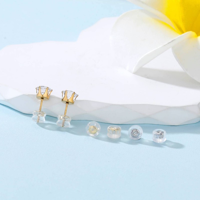 Earring Backs for Droopy Ears, 18K Gold Silicone Earring Backs