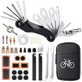 Wothfav Bicycle Repair Kit for Travel, 17 in 1 Bicycle Tool Set, Removable, Bicycle Repair Kit, Multitool Saddle Bag for Bicycle Accessories, Ebike Kit, Mountain Bike Repair Kit