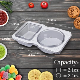 Qewro Qewro 15 Sets Double Compartment Condiment Container With Lids, Reusable Snack Container for Sauces and Snacks, Disposable Snack Containers, Ideal for On-the-Go Meals and Parties