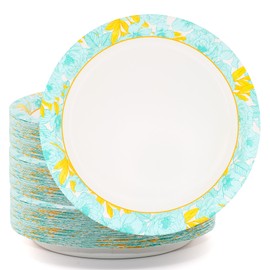 yesbox 150-Pack Floral Paper Plates – 10-Inch Disposable Dinner Plates, Elegant Design for Weddings, Parties, and Everyday Dining