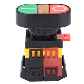 APBB-22 / 25N LED Light Double Push Button Switch NO + NC Momentary Push Button Switch Red or Green Buttons 74 x 55 x 29 mm / 2.91 x 2.17 x 1.14 Inch (220V)