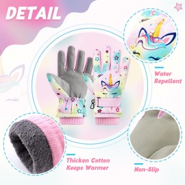 Kids Ski Gloves Waterproof Winter Snow Gloves Snowboarding Gloves Non Slip Windproof Sport Mittens for Boys Girls Youth Sledding Riding Driving Hiking