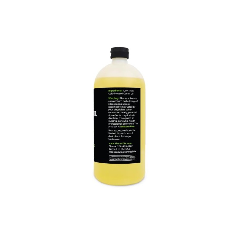 GreenIVe Aceite de ricino 100% puro, 32 onzas líquidas
