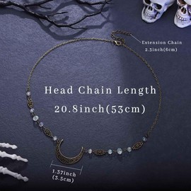 Tgirls Boho Cresent Moon Head Chain Crystal Headpieces Vintage Hair Accessories for Women and Girls (TL-101-B2)