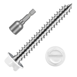 MewuDecor #8 x 2 White Painted Hex Washer Head Self Tapping Screws, Self Piercing Gutter Screws, Socket Bit Included, 100 PCS