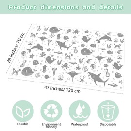 Drydiet 100 Pack 28"x47" Splat Mat for Under High Chair, Disposable Mats with Animals Print, Waterproof High Chair Mat Plastic Floor Mat Multipurpose Mat Baby Led Weaning Supplies (Sea Animal)