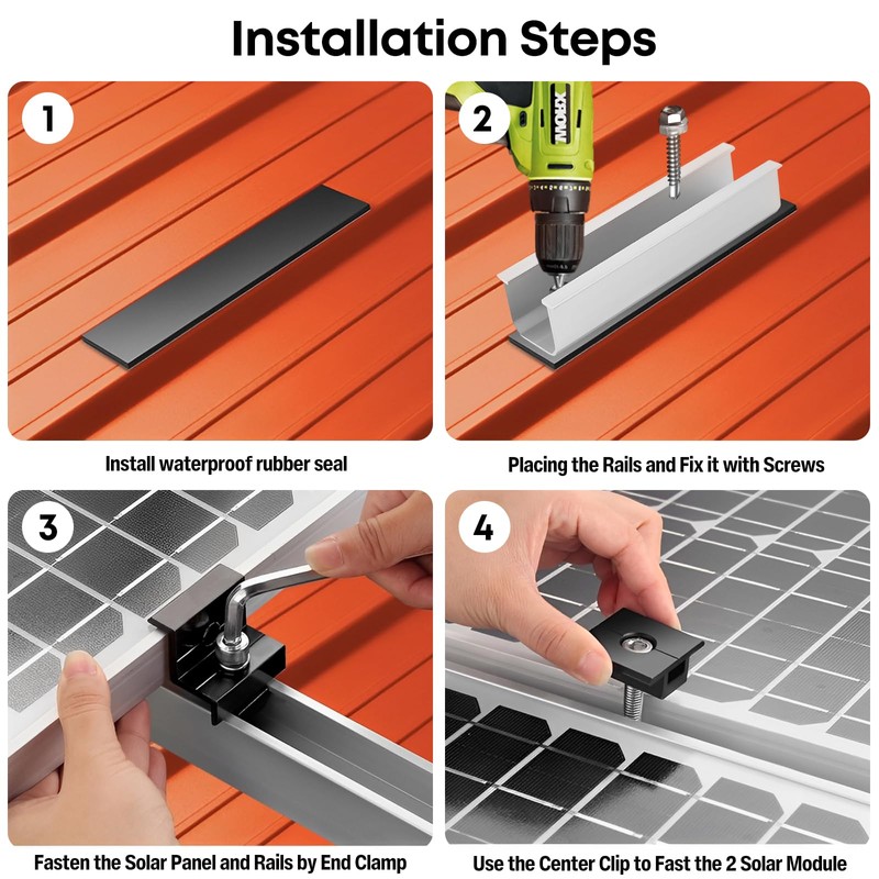 Solar Panel Mount Mounting Set for 2 Modules, 12 cm