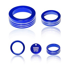 BORUIEN BORUIEN for Ford Maverick 2025 Accessories Interior Decor Gear Shift 4WD Engine Start Stop Headlight Volume Radio Control Switch Center Consoles Knob Cover 5Pcs Aluminum Alloy (Blue, 2025-Up)