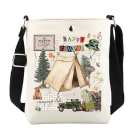 WCGXKO Glamping Gift Camper Messenger Bag Adventurer Gift Outdoorsy Crossbody Bag (HAPPY CAMPER XK CA)