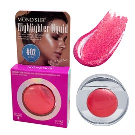MONDSUB Illuminating Highlighter Drops - Universal Pink Pearl with Ice Reflection Tech, Natural Dewy Finish for Fair Skin, Non-Greasy & Hydrating (0.33 Fl Oz)