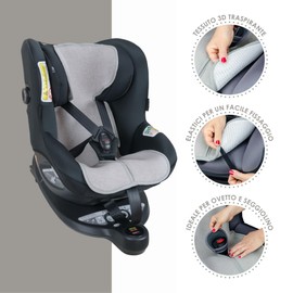 baby idea Universal Car Seat Cover Air Mesh 3D 0/18 kg with Washable, Breathable, Refreshing and Antibacterial Seat Cover Made in Italy Grey Unit (Pack of 1)