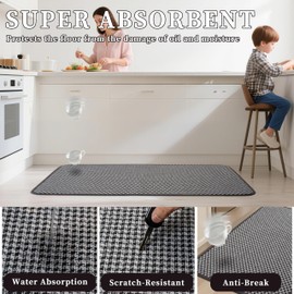 AevitasX Kitchen Runner Non Slip Absorbent Rubber Kitchen Sink Floor Mat Braided Standing Mat Fit Under Door Easy to Clean, 17 x 47 Inch, Dark Gray, Machine Washable