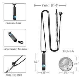 Crystal Cremation Urn Jewelry Cube Memorial Ashes Necklace Pendant Keepsake- Black Birthstone Series