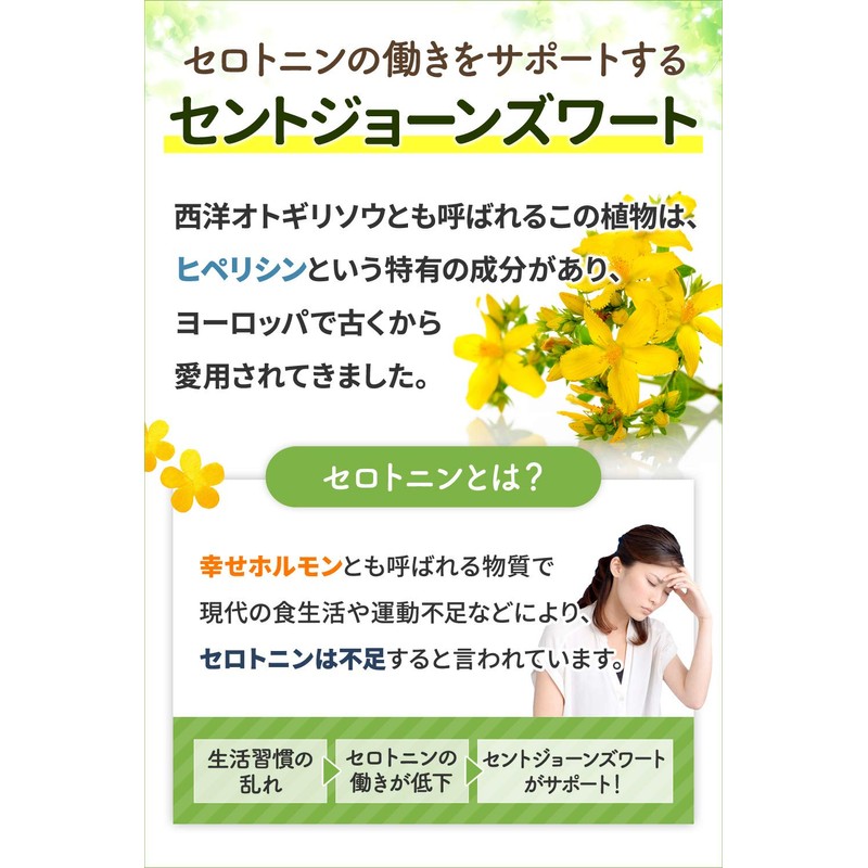 セントジョーンズワート セロトニン サプリ テアニン 休息サプリ GABA リラスン 90粒 30日分