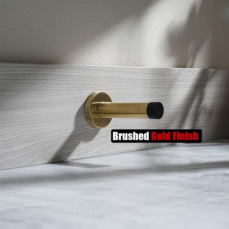 2 Pack Brushed Gold Wall Mounted Door Stopper, 304 Stainless