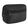 Men's Black Leather Waist Bag with Fixed Belt Loop, Money