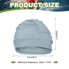 YELARXI Fabric Swim Cap Polyester Swimming Hat Elastic Swimming Cap, Fit for Women and Men Adult Long Hair (Gray)