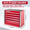 Geinxurn 5-Drawer Rolling Red Tool Box, Heavy Duty Micro Roll