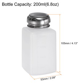 HARFINGTON Solvent Alcohol Dispenser 200ml(6.7oz) Push Down Liquid Dispenser Pump Bottle with Sealing Stainless Steel Lid for Acetone Cleanser Polish Remover, White
