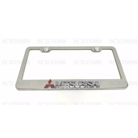 License Plate Frame 1pc 3D MITSUBISHI Emblem Badge Stainless Steel Chromed Metal License Plate Frame