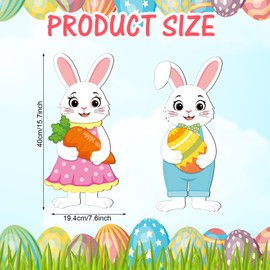 Xuhal 2 Pcs Easter Bunny Couple Refrigerator Magnet Rabbit Egg Carrot Magnet Fridge Decals for Easter Car Garage Metal Door Cabinet Refrigerator Decor