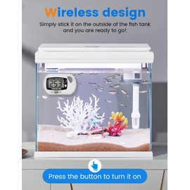 Wireless Fish Tank Thermometer, Aquarium Thermometer, Digital LCD Water Temperature Monitor for Monitoring Fish Tank Aquarium Marine Reptile Terrarium Water Temperature Test (white)