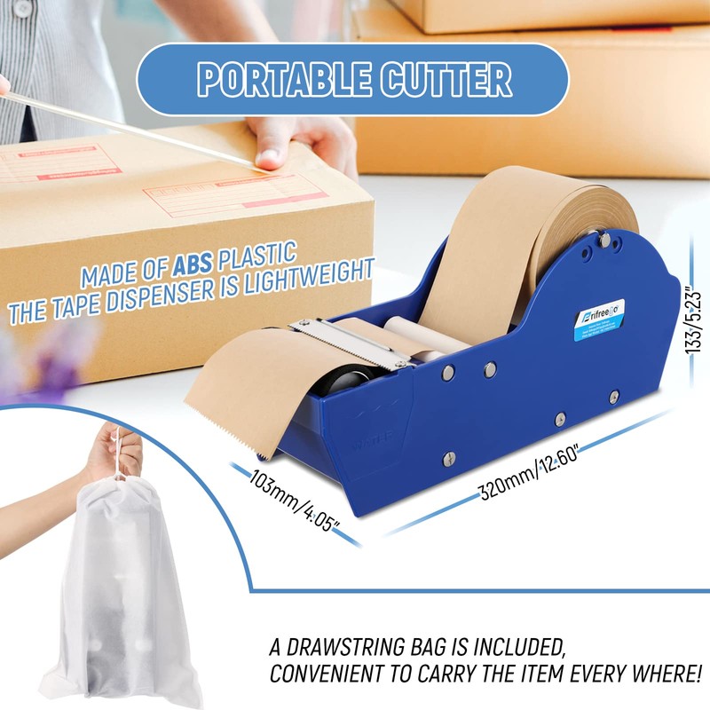 Frifreego Water-Activated Tape Dispenser, Manual Kraft Gum Tape Dispenser, Width