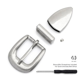 CRAFTMEMORE - Juego de hebilla de cinturón clásico mínima, 3 piezas, 3/4 pulgadas de ancho, diseño atornillado HRBK PT120, Plata antigua, 3/4 Inch