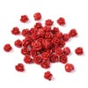 Beadthoven 50pcs Red Rose Cinnabar Beads Detail Carved Flower Spacer