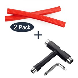 2 Pack Skateboard Deck Nose Guards and Tail Guards, Electric Longboard Edge Protector with Skateboard Tools, T-type Skate Tool, YOUSHARES
