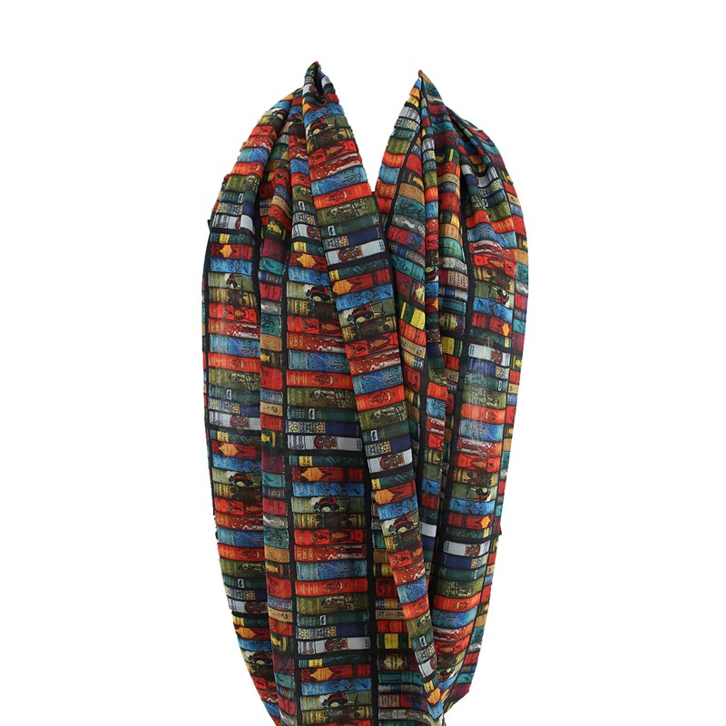 Etwoa's Bookshelf Books Infinity Scarf Circle Scarf Loop Scarf