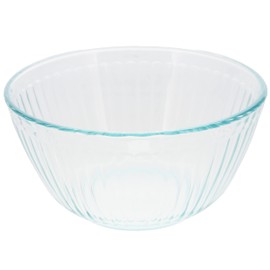 Pyrex 7402 6-Cup Sculpted Glass Mixing Bowl & 7402-PC 6/7-Cup Blue Spruce Lid - Made in USA
